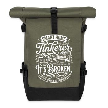 Smart Home Tinkerer Design - Roll Top Backpack - olive/black - Front
