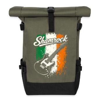 St Patrick Electric Guitar Irish Flag Rock - Roll Top Backpack - olive/black - Front