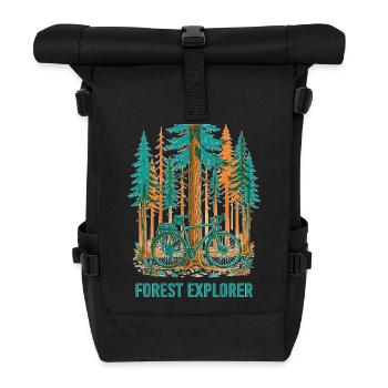 Forest Explorer Risograph Fahrradkunst - Rolltop Rucksack - Schwarz - Vorne