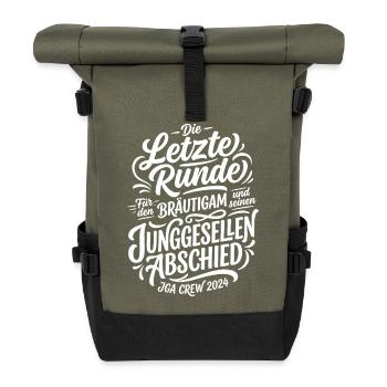 Letzte Runde Junggesellenabschied - Rolltop Rucksack - Olive/Schwarz - Vorne