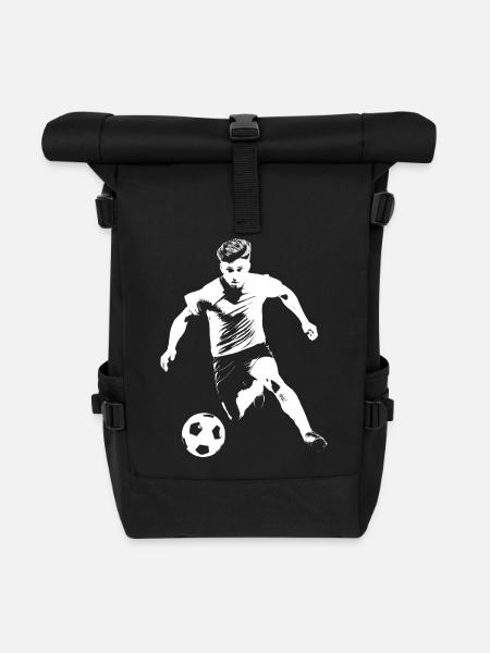 Footballer - Roll Top Backpack - black
