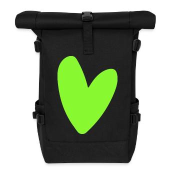 Neon-Grünes Herz-Icon Minimal retro style - Rolltop Rucksack - Schwarz - Vorne
