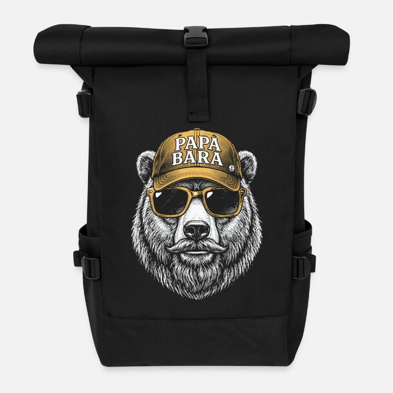 Papa Bara Hipster Cap - Roll Top Backpack - black