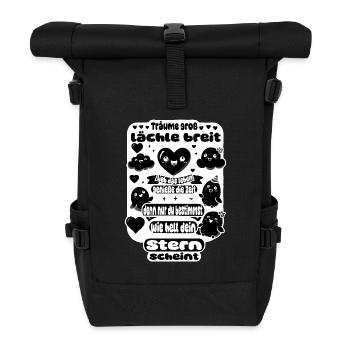 Träume groß – Lächle breit - Rolltop Rucksack - Schwarz - Vorne