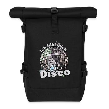 Ich fühl mich Disco! Diskothek Discokugel Spruch - Rolltop Rucksack - Schwarz - Vorne