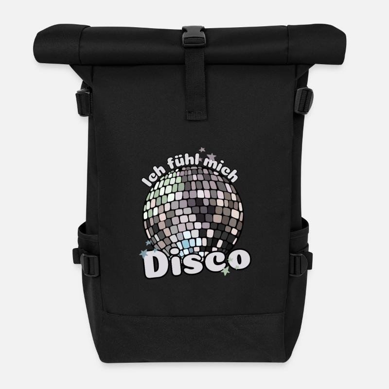 Ich fühl mich Disco! Diskothek Discokugel Spruch - Rolltop Rucksack - Schwarz