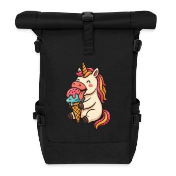 Einhorn Eis Unicorn Geschenk Design - Rolltop Rucksack - Schwarz - Vorne