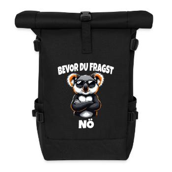 Koala: Before you ask, nö, saying, funny, cheeky, bear - Roll Top Backpack - black - Front