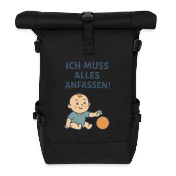 Cool, cute baby design for all kids - Roll Top Backpack - black - Front