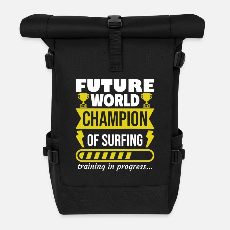 Futur champion du monde de surf,Sports,Cadeau - Sac à dos roll top - noir