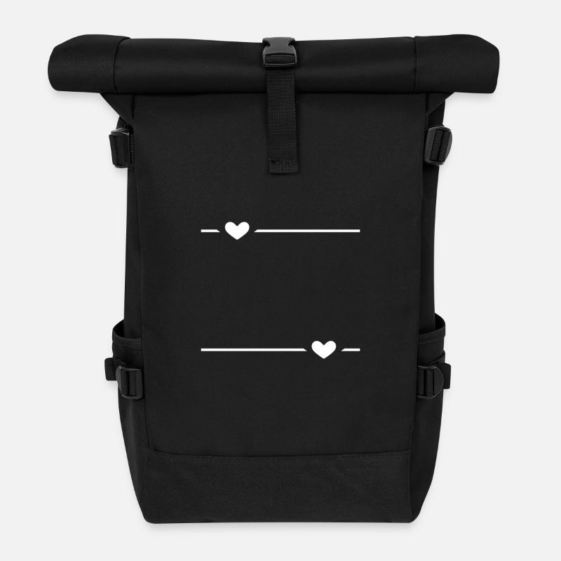 Linie Herz Strich Ornament - Rolltop Rucksack - Schwarz