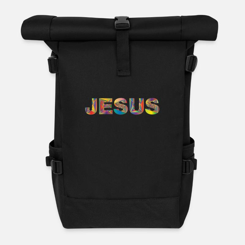 Jesus Loves You - Roll Top Backpack - black