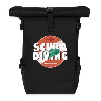 Logo de l’écusson de plongée sous-marine avec murène - Sac à dos roll top - noir - Devant