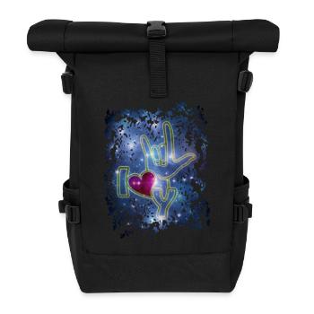 I LOVE YOU - sign language / Gebärdensprache - Rolltop Rucksack - Schwarz - Vorne