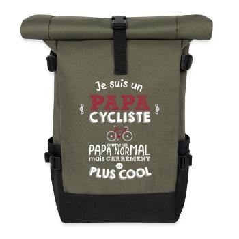 Je suis un papa cycliste - Sac à dos roll top - olive/noir - Devant