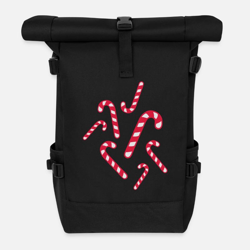 Zuckerstangen Weihnachten - Rolltop Rucksack - Schwarz