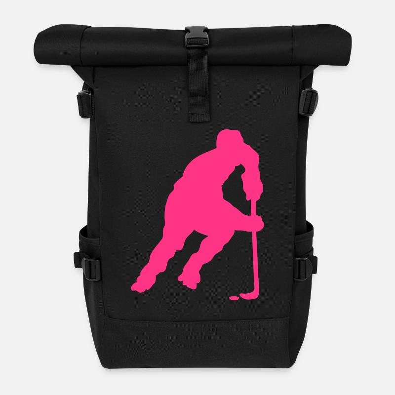 roller inline hockey silhouette dessin - Sac à dos roll top - noir