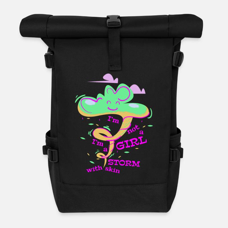 I'm not a girl, I'm a Storm with skin - Roll Top Backpack - black