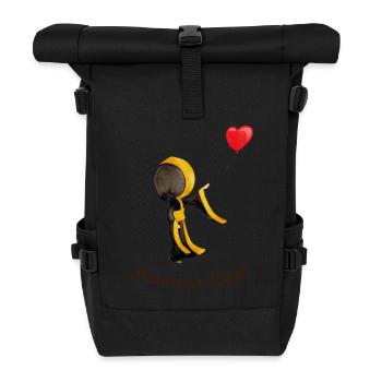Munich Kindl avec ballon de cœur et texte sombre - Sac à dos roll top - noir - Devant