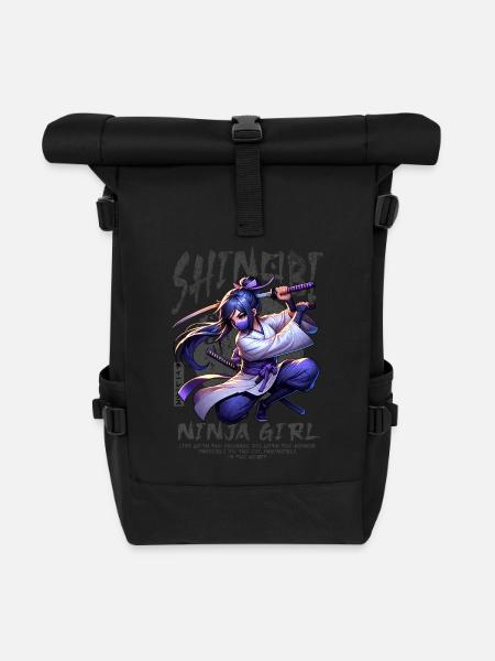 Shinobi Ninja Girl - Rolltop Rucksack - Schwarz