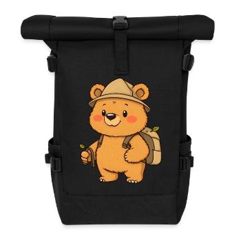 Adventurous Teddy Bear Explorer with Backpack - Roll Top Backpack - black - Front