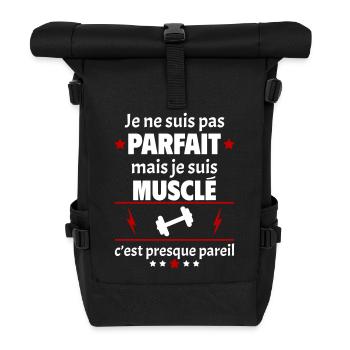 Pas parfait mais musclé, fête des pères, noël - Sac à dos roll top - noir - Devant