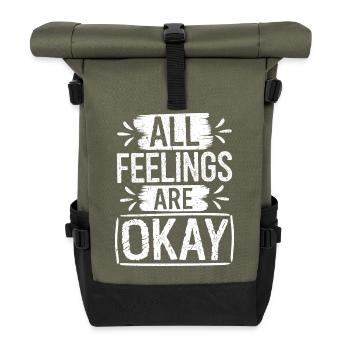 Psychische Gesundheit: Gefühls-Akzeptanz - Rolltop Rucksack - Olive/Schwarz - Vorne