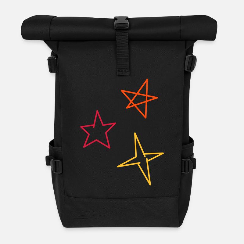Sterne dreifarbig - Rolltop Rucksack - Schwarz