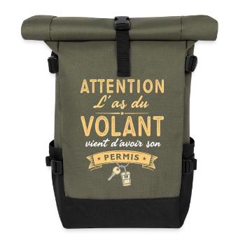 Jeune conducteur humour Cadeau Permis Conduire - Sac à dos roll top - olive/noir - Devant