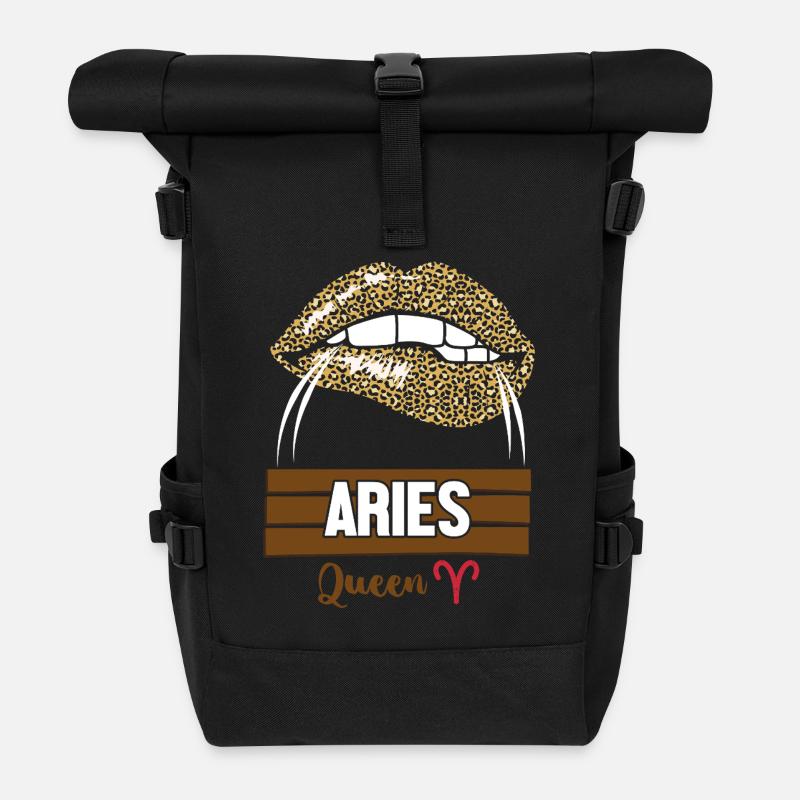 Sternzeichen Widder - Rolltop Rucksack - Schwarz