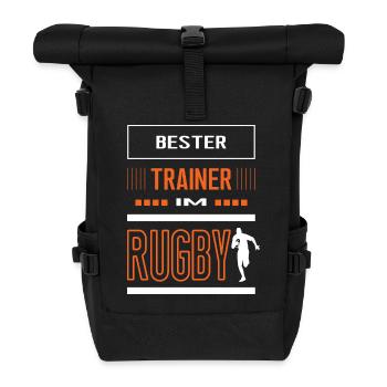 Bester Rugby Trainer Rugbytrainer Training - Rolltop Rucksack - Schwarz - Vorne