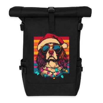 Cool Cavalier King Charles Spaniel Christmas - Roll Top Backpack - black - Front