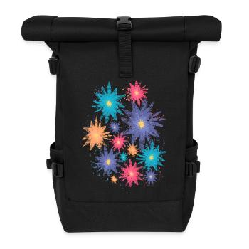 Colorful Flowers (Used) 02 - Roll Top Backpack - black - Front