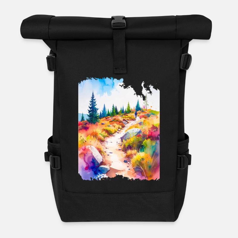 Wanderpfad Colorsplash - Rolltop Rucksack - Schwarz
