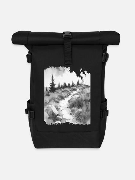 Wanderpfad greysplash - Rolltop Rucksack - Schwarz