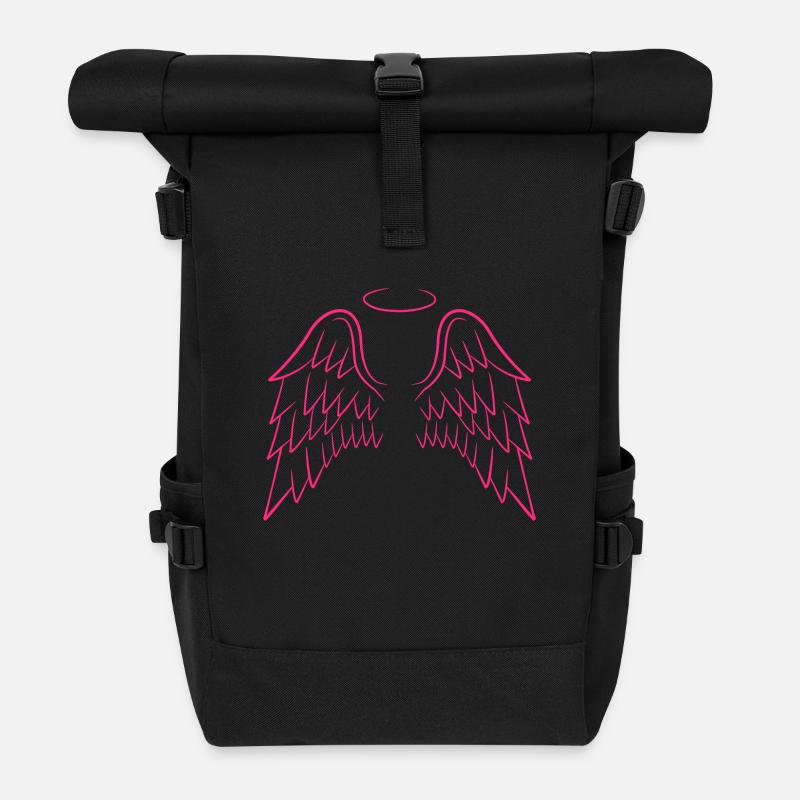 Engelsflügel in rosa - Rolltop Rucksack - Schwarz