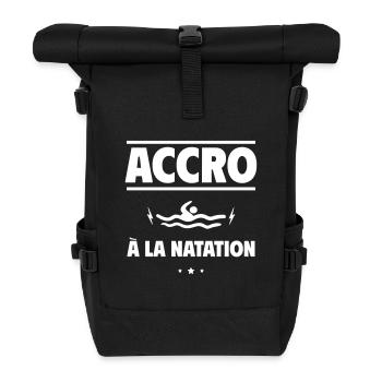 accro à la natation - Sac à dos roll top - noir - Devant