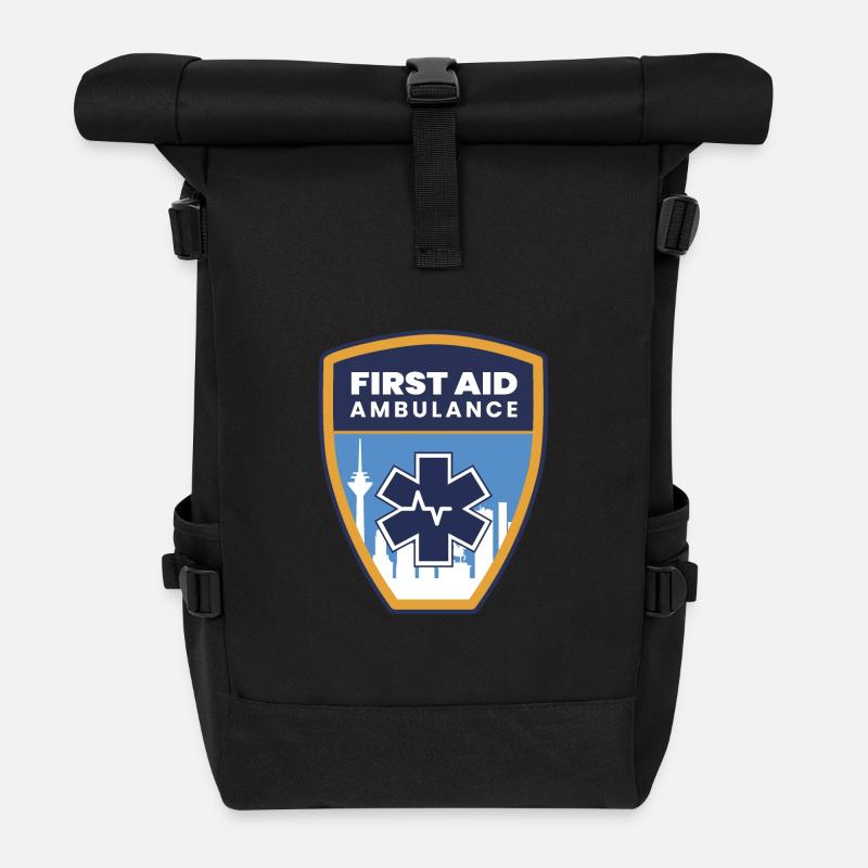 First Aid Ambulance - Rolltop Rucksack - Schwarz