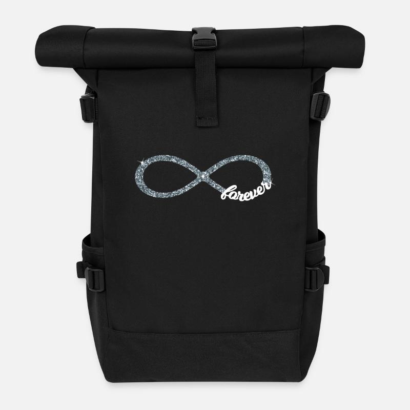 Infinity forever Love Unendlichkeit silber Glitzer - Rolltop Rucksack - Schwarz