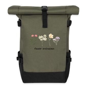 flower enthusiast - Rolltop Rucksack - Olive/Schwarz - Vorne