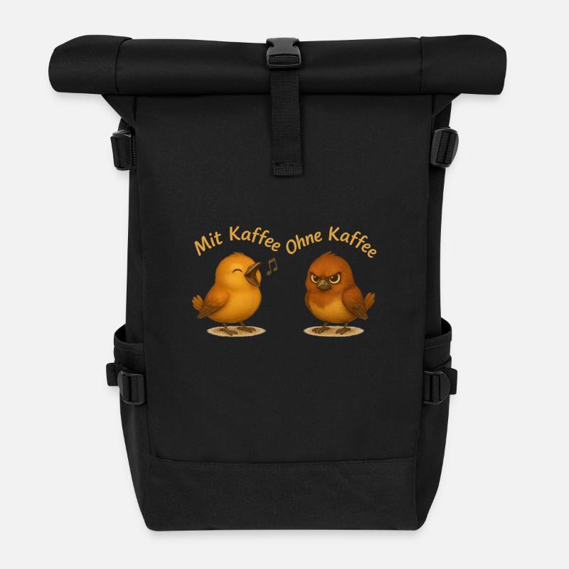 Mit Kaffee ohne Kaffee - Rolltop Rucksack - Schwarz