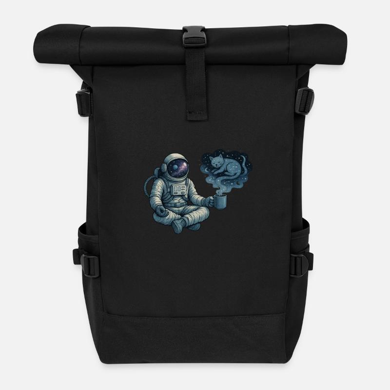 Kosmische Kaffeepause - Rolltop Rucksack - Schwarz
