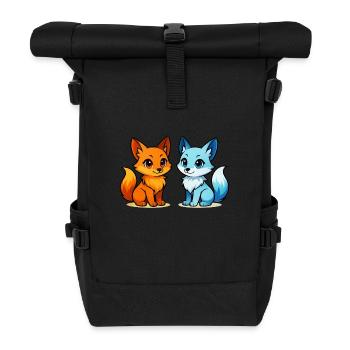 Elements in friendship, fire meets water - Roll Top Backpack - black - Front