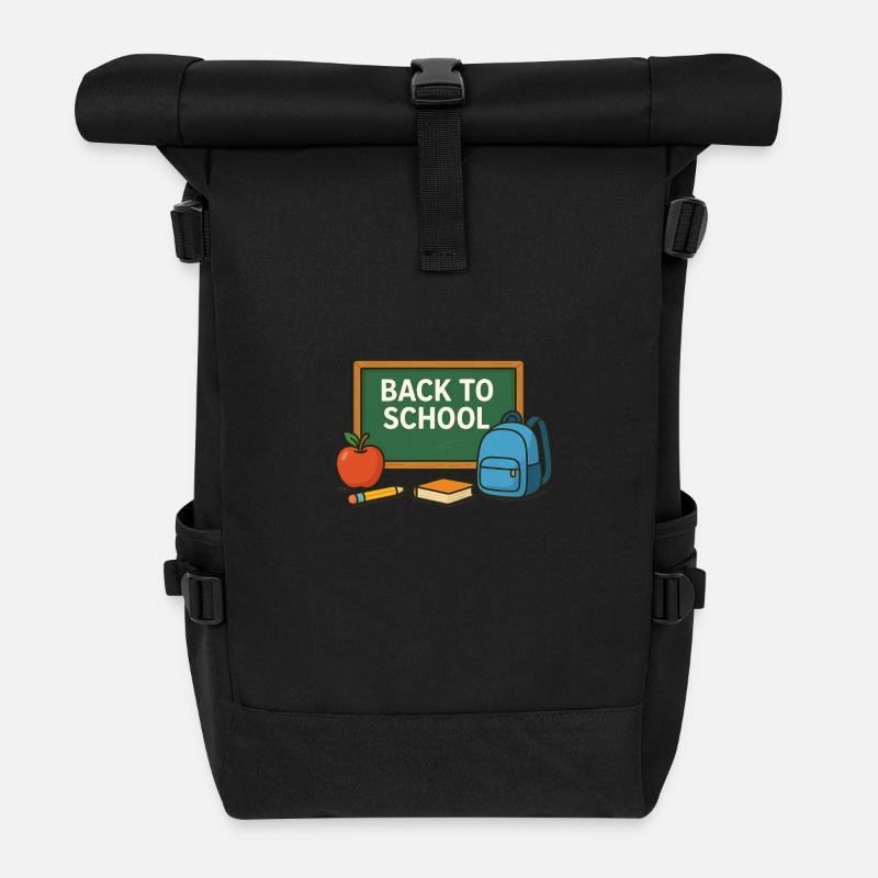 Back to school - Roll Top Backpack - black
