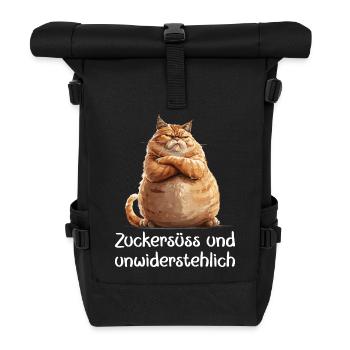 Katze Miezekatze Zuckersüss & Unwiderstehlich Miau - Rolltop Rucksack - Schwarz - Vorne