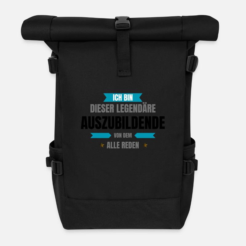 Legendärer AZUBI - Rolltop Rucksack - Schwarz