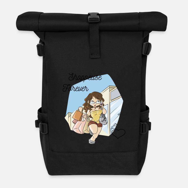 shoppeuse forever - Sac à dos roll top - noir