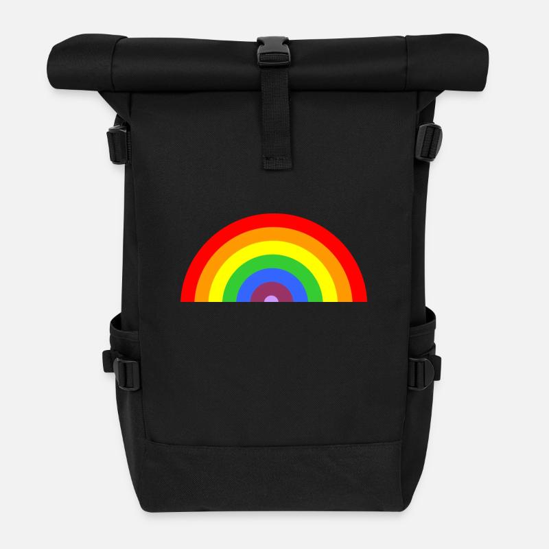 regenboog - Rolltop Rucksack - Schwarz