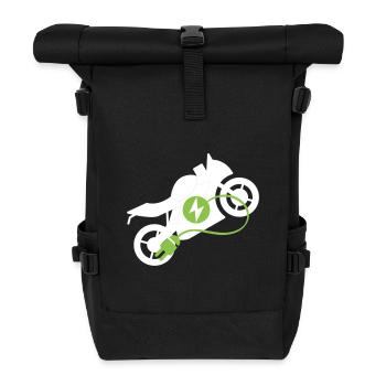  Elektrisches Motorrad Design - Rolltop Rucksack - Schwarz - Vorne