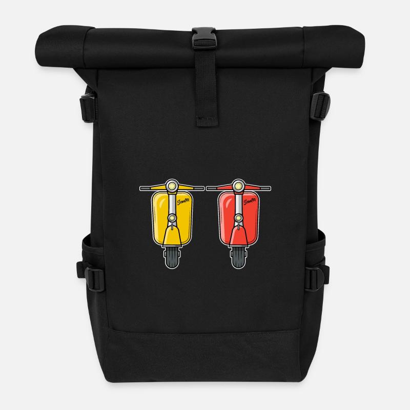 2 Scooter Scooter Scooter yellow red - Roll Top Backpack - black